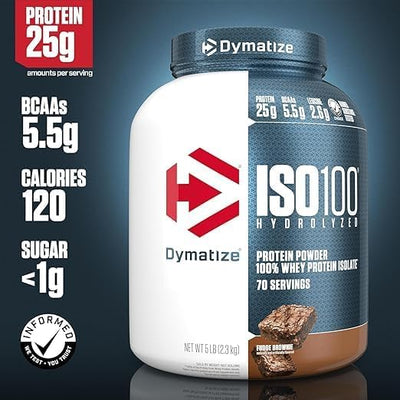 Dymatize ISO 100 Fudge Brownies - Ultra-Pure Whey Protein Isolate for Fast Digestion