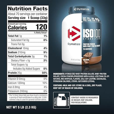 Dymatize ISO 100 Fudge Brownies - Ultra-Pure Whey Protein Isolate for Fast Digestion