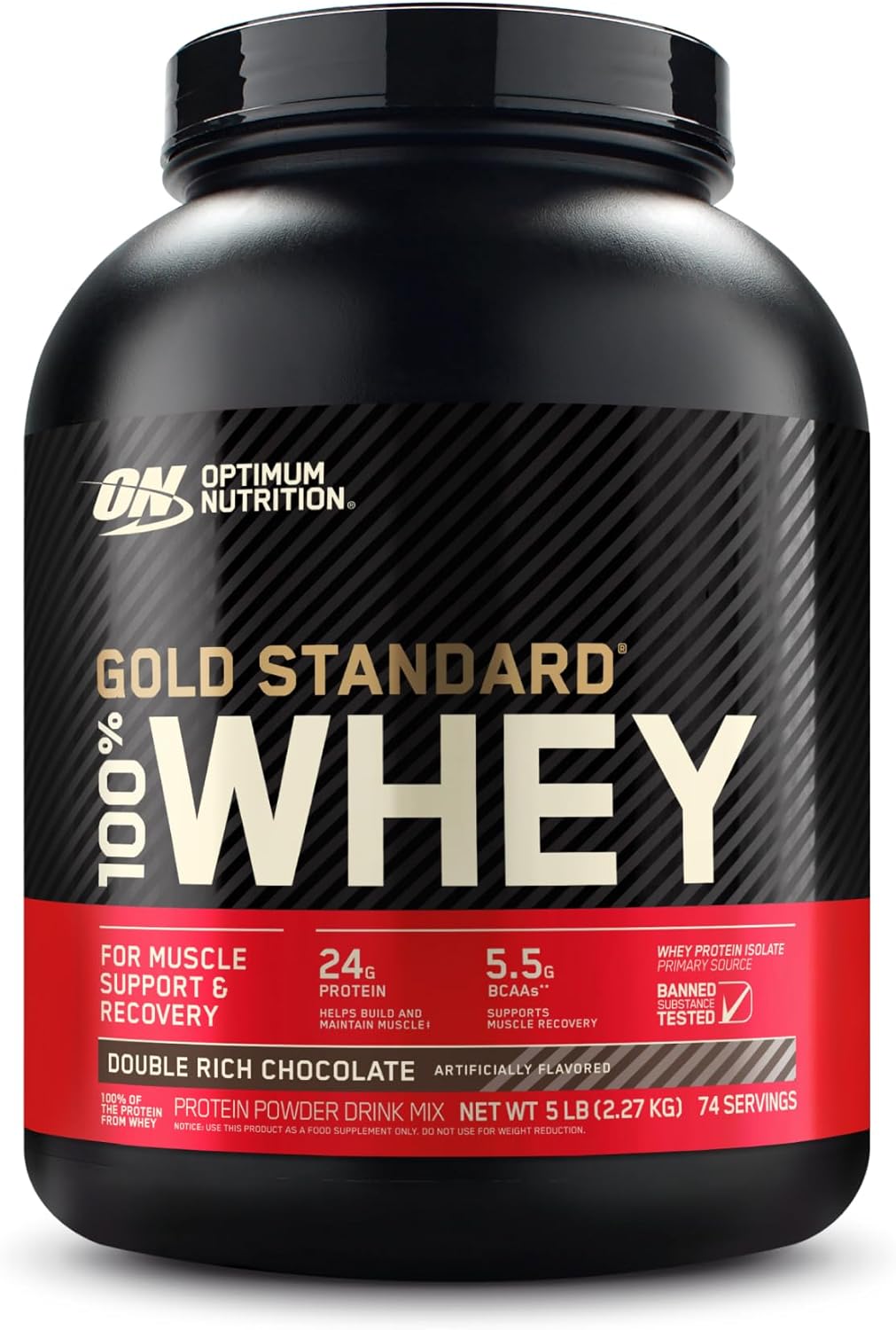 Optimum Nutrition Gold Standard 100% Whey Protein - Double Rich Chocolate, Supports Muscle Recovery and Growth