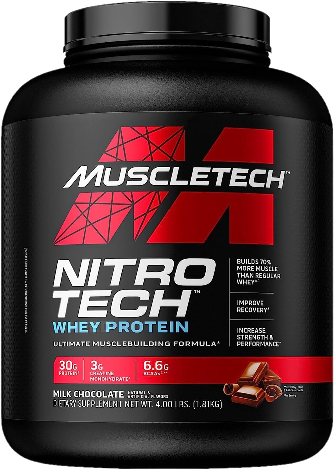 Muscletech Nitrotech Chocolate Muscle Building Protein Powder - Adult Formula