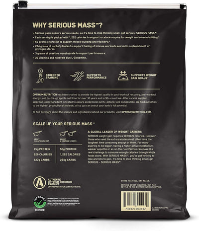 Optimum Nutrition Serious Mass Chocolate Mass Gainer - Supports Muscle Building & Weight Gain