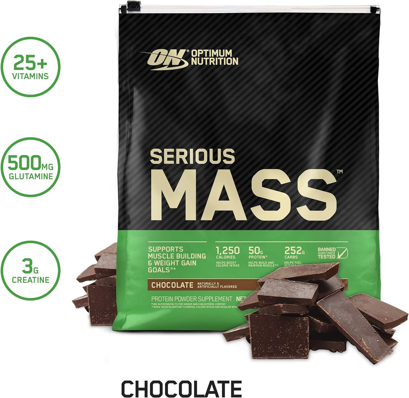 Optimum Nutrition Serious Mass Chocolate Mass Gainer - Supports Muscle Building & Weight Gain